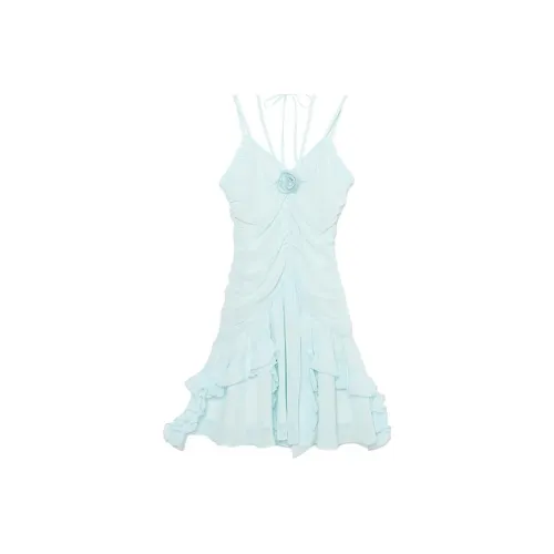 YITOUAGUA Павлин Синий Женские Слип-платья