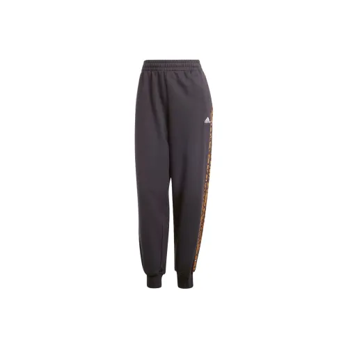 Adidas Essentials 3 Stripes Animal Print 7 8 Joggers Вязаные Тренировочные Штаны Женские Черные
