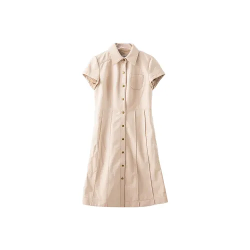 COACH Короткий рукав платье женское абрикосовое