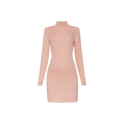 FENDI Длинное платье с длинными рукавами женское розовое