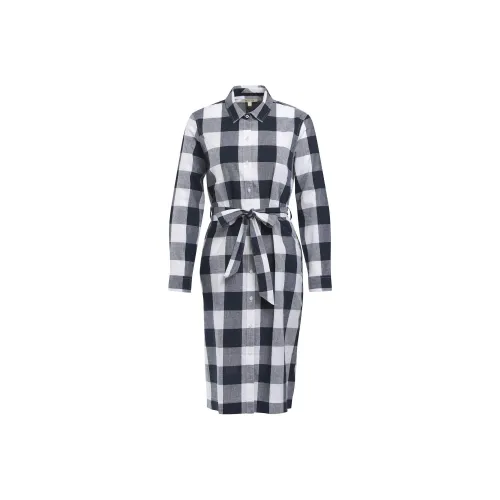 BARBOUR Длинное платье с длинными рукавами женское серо-белое