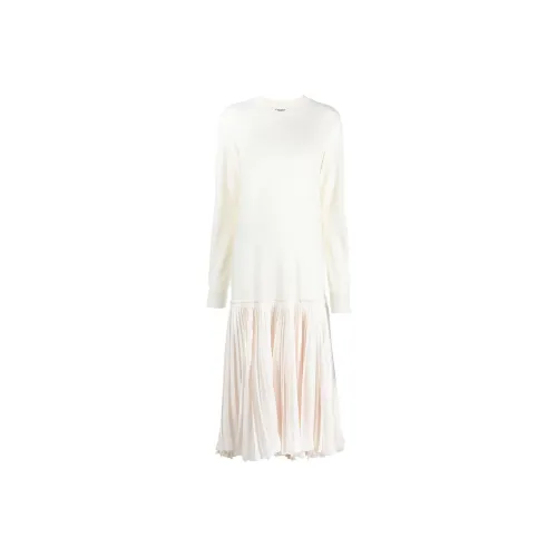 JIL SANDER Белое Женское Длинное Платье с Рукавами
