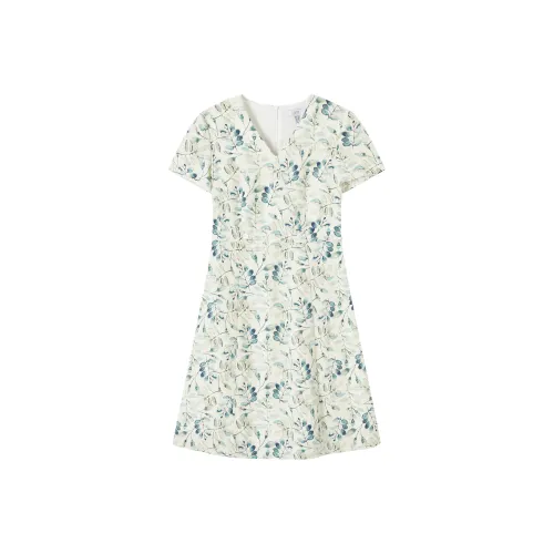 FINITY Короткий рукав Платье Женское Бежевый с принтом