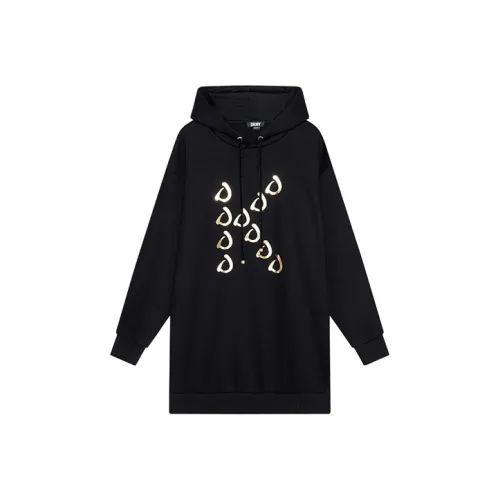 DKNY Длинное платье с длинными рукавами женское черное