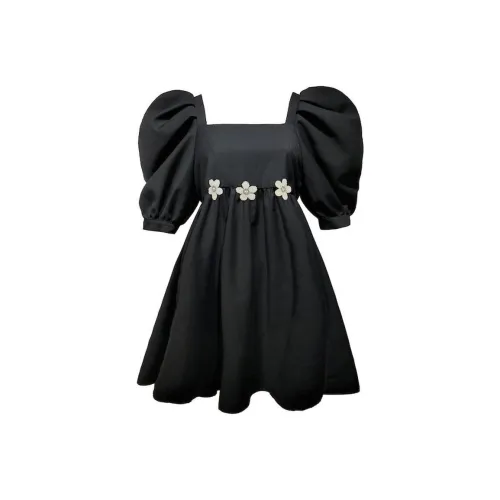 namas miyo m Black Женские Короткие Платья с Рукавами