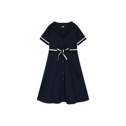 DKNY Короткое платье с короткими рукавами женское темно-синее