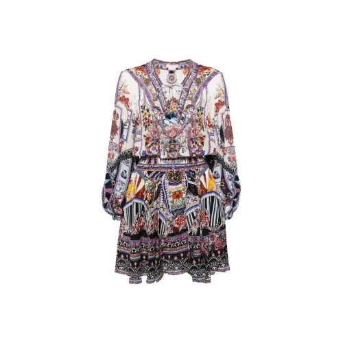 CAMILLA SS24 Длинное платье с длинными рукавами женское многоцветное