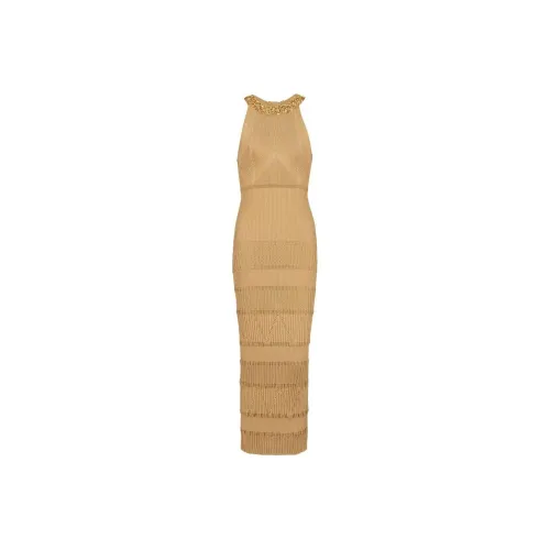 BALMAIN Хаки Женские Платья без рукавов