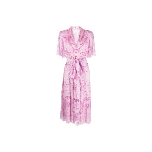 ETRO Розовые Женские Платья с Коротким Рукавом