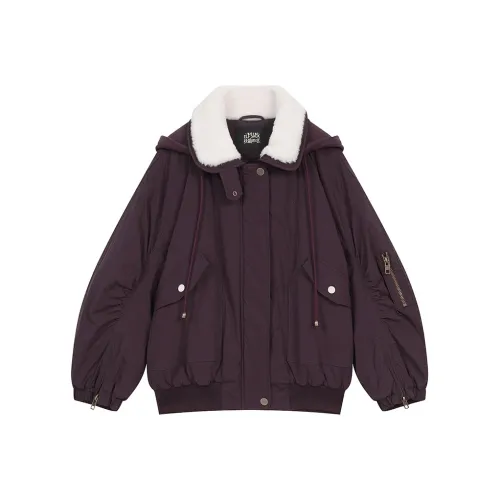 ELF SACK Хлопковый пуховик женский винтаж темно-красно-фиолетовый