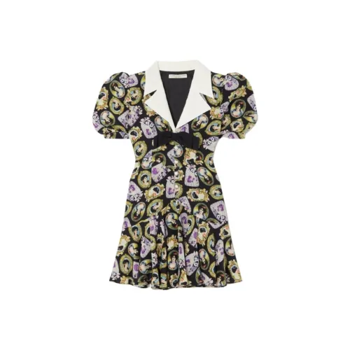 Alessandra Rich Короткий рукав Платье Женское Многоцветное