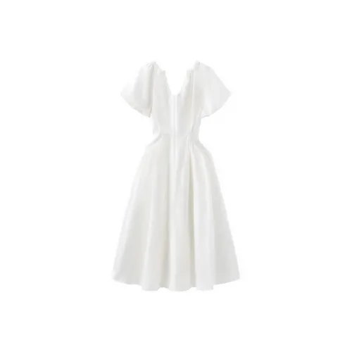 Yvetteclassic Короткий рукав Платье Женское Белое