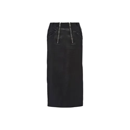 PRADA Черные Женские Кожаные Длинные Юбки