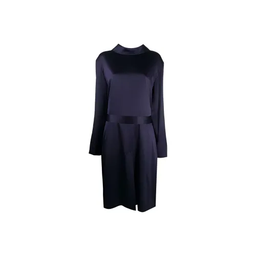 Balenciaga SS21 Длинное платье с длинными рукавами женское синее