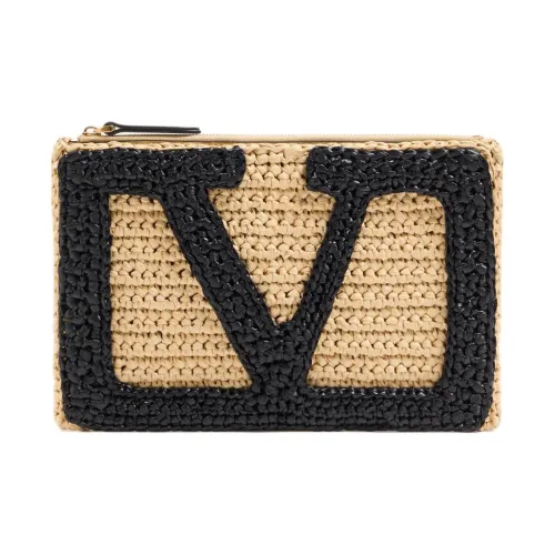 Valentino Garavani Синтетическая Рафия Соломенная Сумка Клатч Женская Естественная