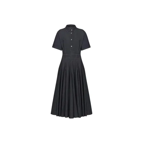 DIOR Blue Женские Короткие Платья с Рукавами