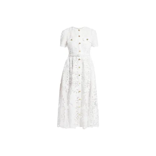 Self Портрет Короткий рукав Платье Женское Оптический белый