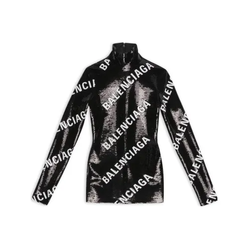 BALENCIAGA Черное Женское Длинное Платье с Рукавами