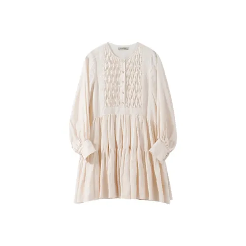 YUMOMO STAR Длинное платье с длинными рукавами женское кремово-белое