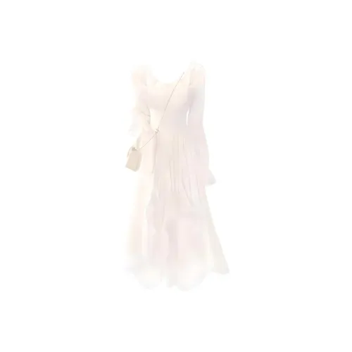 DATIANXIN Длинное платье с длинными рукавами женское белое