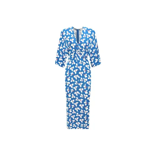 DVF Diane Von Furstenberg SS23 Короткий рукав Платье Женское Синий