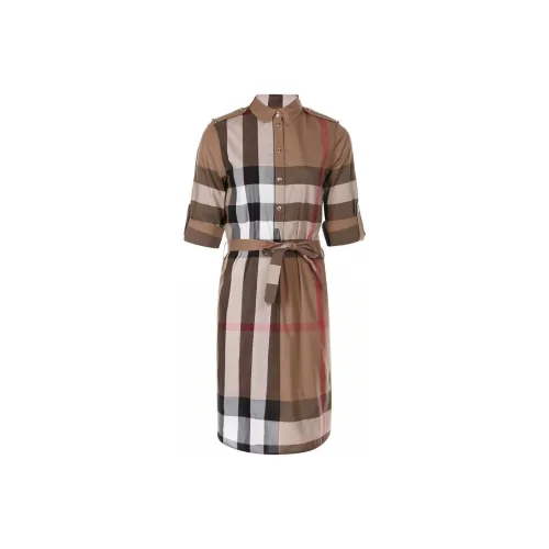 Burberry Архивный бежевый Женские Платья с коротким рукавом