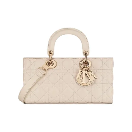 DIOR LADY D Joy Sheepskin Сумка Lady Dior Сумка через плечо Сумка среднего размера Женская Бежевая
