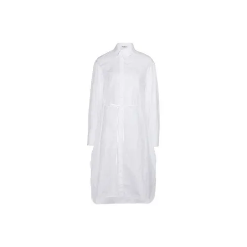 Yohji Yamamoto Белые Женские Длинные Платья с Длинными Рукавами