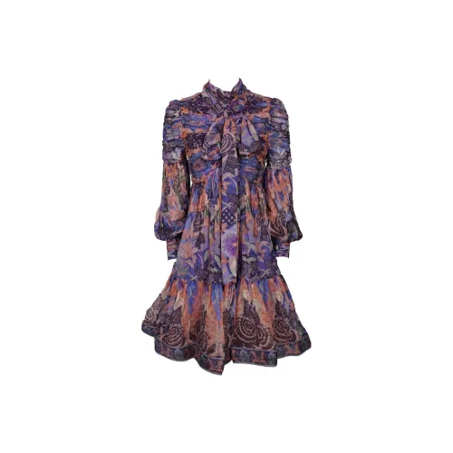 Zimmermann Фиолетовые Женские Длинные Платья с Рукавами