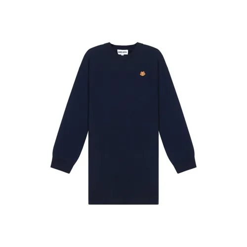 KENZO Темно-синий Женские Длинные Платья с Рукавами