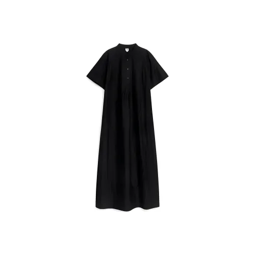 ARKET Короткое платье с короткими рукавами женское черное