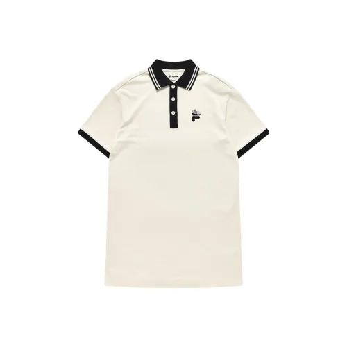 FILA FUSION Короткий рукав Платье Женское Молочно-белый