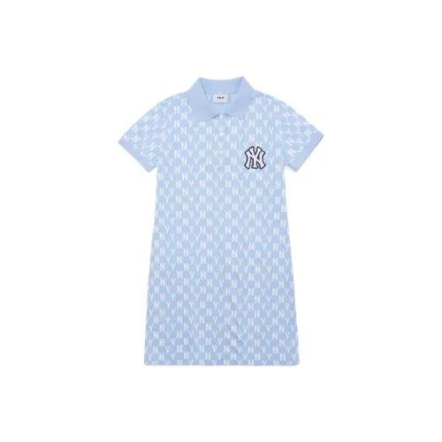 Mlb Base Logo Короткий рукав Платье Весенне-летнее Женское Светло-синий