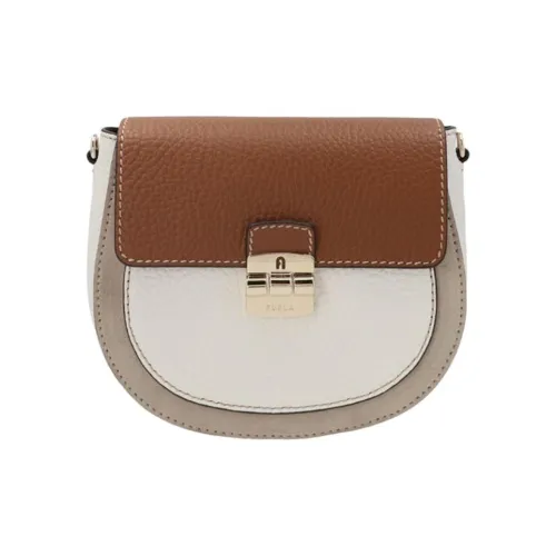 Furla Club 2 Кожа Сумка через плечо Сумка на плечо Мини Женская Бежевая