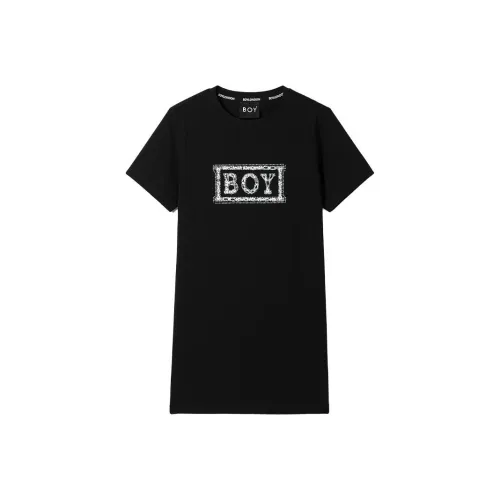 BOY LONDON Черное Женское Короткое Платье с Рукавами