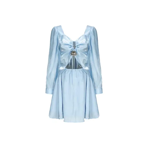 ARTE PURA Длинное платье с длинными рукавами женское синее