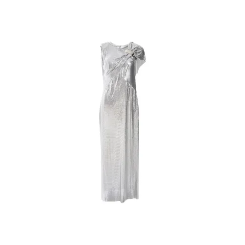 Paco Rabanne FW24 Короткое платье с короткими рукавами цвет женский серебряный