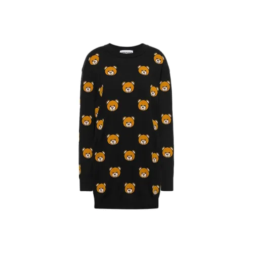MOSCHINO Черное Женское Длинное Платье с Рукавами