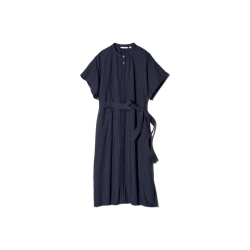 UNIQLO Короткий рукав Платье Женское Темно-синий