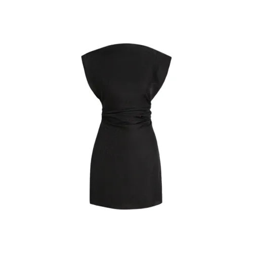 SCANLAN THEODORE Шелк Жаккард Мини Короткий Рукав Платье Женское Черное