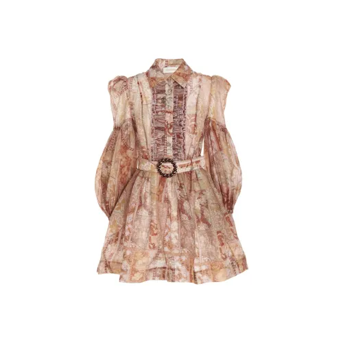 Zimmermann Апельсин Женские Длинные Платья с Рукавами