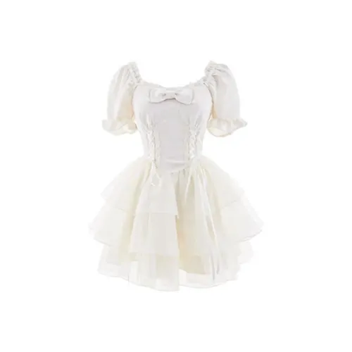 PAVLISOVA Короткое платье с короткими рукавами женское абрикосового цвета