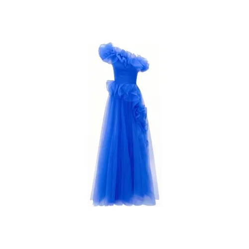 Gemy Maalouf Blue Женские Короткие Платья с Рукавами
