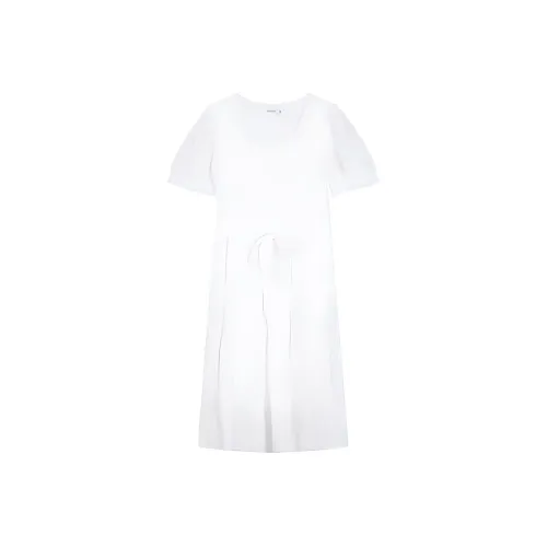 Lagogo Короткий рукав Платье Женское Натуральный белый
