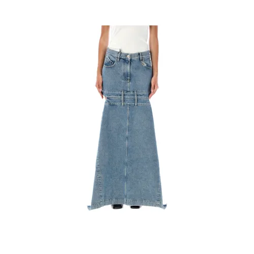 The Attico Denim Long Skirt Women's Blue