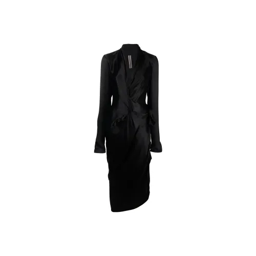 RICK OWENS Black Женские Длинные Платья с Рукавами