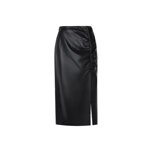 THE SEA LIFE Кожа Длинная Юбка Женская Черная Маг