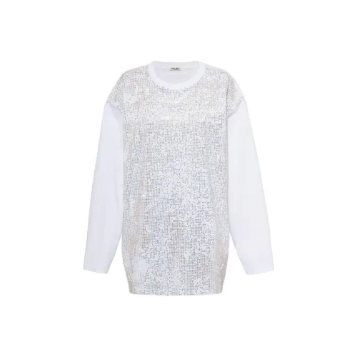 MIU MIU SS22 Длинное Платье с Длинными Рукавами Женское Белое