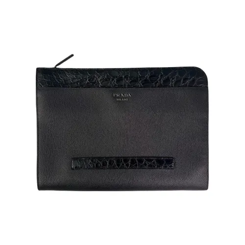 PRADA Клатч из коровьей кожи стандартный мужской черный