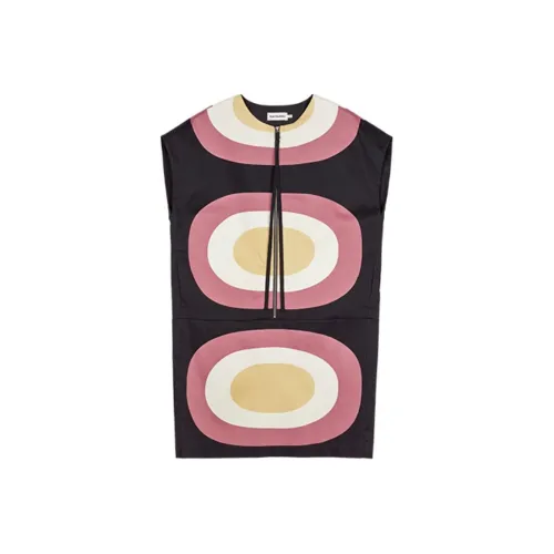 MARIMEKKO Короткий рукав Платье Женское Черное Желтое Сиренево-фиолетовое